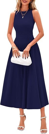 PRETTYGARDEN Women's Summer Pleated Midi Work Dress image 1